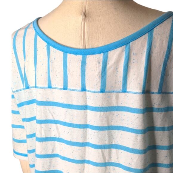 HOLLISTER White Teal Burnout Striped Tee Large NEW - Picture 3 of 9
